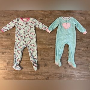 Children Pajamas - TWO (2) One-Piece Footed Sleeper Pajamas